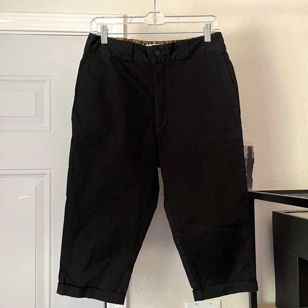 HERMAN MARKET black cotton wide tapered leg cropped‎ pants